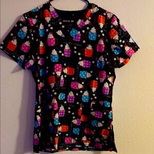 Colorful Hot Chocolate themed scrub top